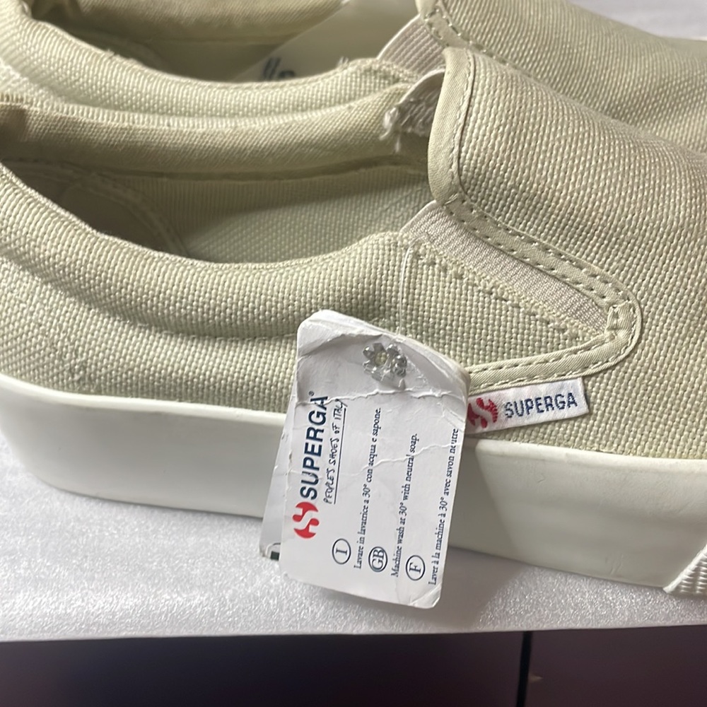 Superga - Platform Slip-On Sneakers - Beige Size 71/2 - Picture 6 of 7